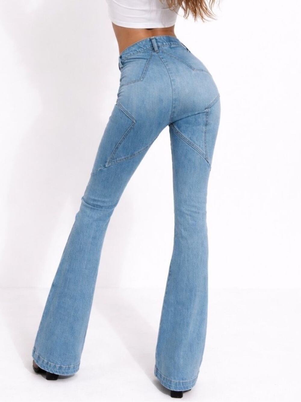 Revice Women’s Venus Flares High Waist Star Rear Flared Jeans in Eclipse Wash 27